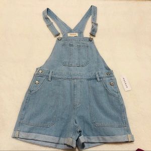 New Pacsun Light Wash Jean Overall Shorts